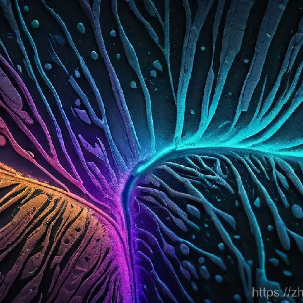 건설재료시험기사의 필수 이론 정리 - A highly detailed, artistic microscopic view of a self-healing concrete sample. Visualize intricate ...