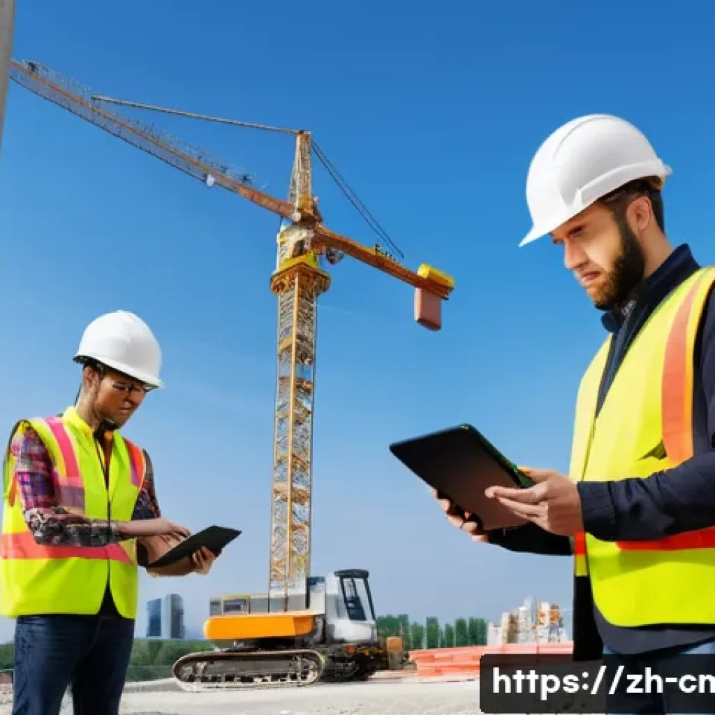 건설재료시험과 지속 가능한 건설 기술 - A high-tech construction site scene showcasing embedded sensors in concrete structures: close-up of ...