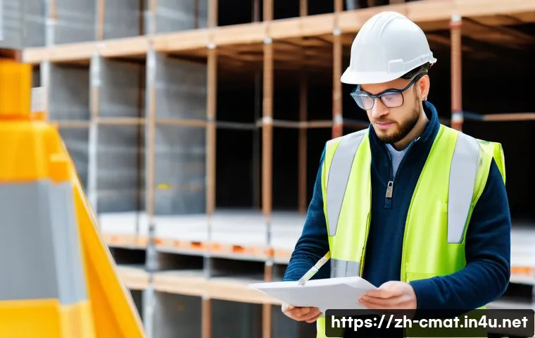 건설재료시험기사 자격증 활용 사례 - A professional civil engineer wearing safety gear and holding advanced testing equipment, inspecting...