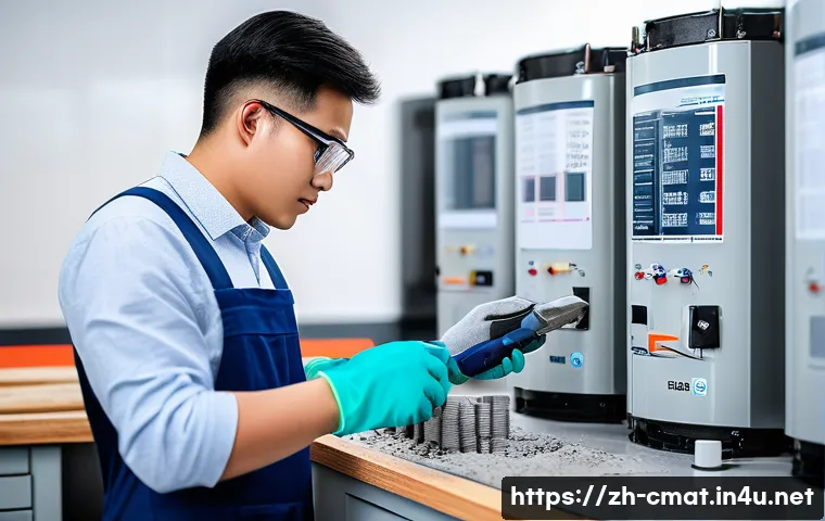 건설재료시험기사 자격증 취득 후기 - A modern laboratory scene showing a young professional engineer in smart casual attire wearing safet...