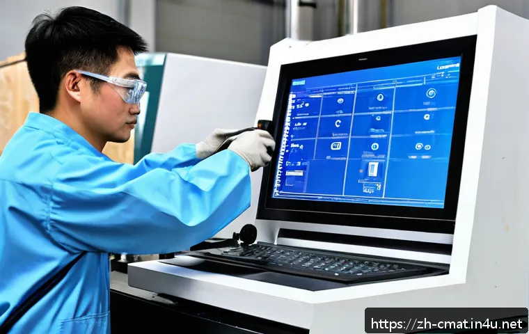 건설재료시험과 시험 장비 교정 - A high-tech laboratory scene showing a technician wearing protective clothing and safety glasses, op...