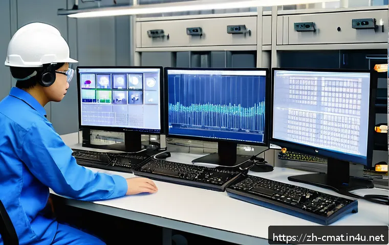 건설재료시험기사의 멘토링 프로그램 - A professional construction materials testing laboratory scene showing engineers in safety helmets a...